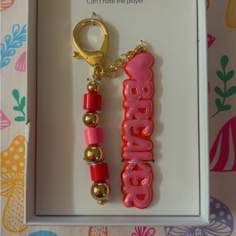 BaubleBar Pink and Gold Heartbreaker Keychain